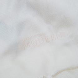 Pre Owned Alexander McQueen White Silk and Wool Blend Embroidered Shawl 