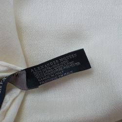 Pre Owned Alexander McQueen White Silk and Wool Blend Embroidered Shawl 