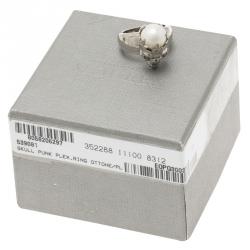 Pre Owned خاتم أليكساندر مكوين جمجمة كراون لؤلؤ مقاس 55