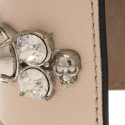 Alexander McQueen Pink Spiked Leather Extra Wide Cuff Bracelet