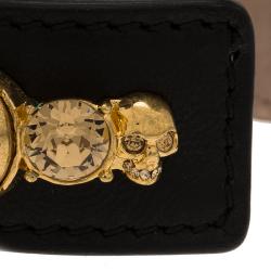 Pre Owned سوار أليكساندر ماكوين جلد أسود مرصع