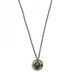 Pre Owned Alexander McQueen Skull Compass Silver Tone Pendant Necklace