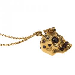 Pre Owned Alexander McQueen Honey Bee Skull Pendant Necklace