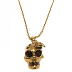 Pre Owned Alexander McQueen Honey Bee Skull Pendant Necklace