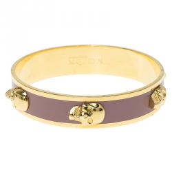 Pre Owned Alexander McQueen 3D Skull Pink Bangle Bracelet Size 20