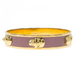 Pre Owned Alexander McQueen 3D Skull Pink Bangle Bracelet Size 20