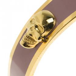 Pre Owned Alexander McQueen 3D Skull Pink Bangle Bracelet Size 20