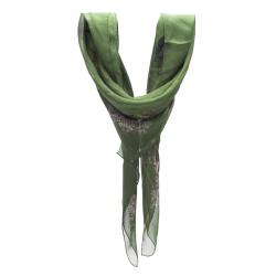 مملوكة مسبقًا Alexander McQueen Green Floral Skull Silk Square Scarf