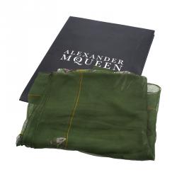 مملوكة مسبقًا Alexander McQueen Green Floral Skull Silk Square Scarf