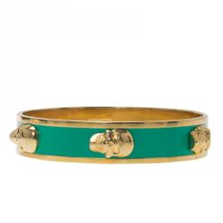 مملوكة مسبقًا سوار أليكساندر ماكوين معدن ذهبي اللون مينا خضراء