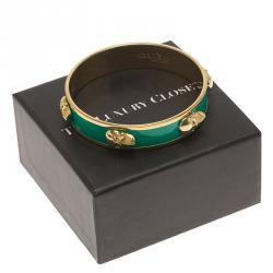 مملوكة مسبقًا سوار أليكساندر ماكوين معدن ذهبي اللون مينا خضراء