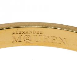 Pre Owned Alexander McQueen Skull Pink Thin Gold Tone Bracelet