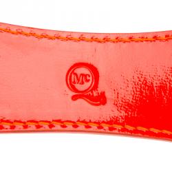 مملوكة مسبقًا محفظة أليكساندر ماكوين رازور بليد جلد لامع برتقالي نيون