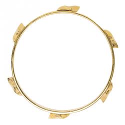 Alexander McQueen 3D Skull Beige Enamel Gold Tone Wide Bangle 20cm