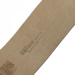 Pre Owned Alexander McQueen Black Leather Wide Waist Belt 90 CM