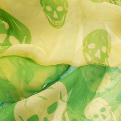 Pre Owned Alexander McQueen Green Ombre Silk Chiffon Skull Print Scarf