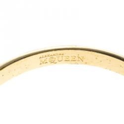 Pre Owned Alexander McQueen Skull Pink Gold Tone Narrow Bracelet 20cm