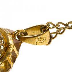 Pre Owned Alexander McQueen Skull Crystal Gold Tone Necklace