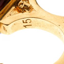 Pre Owned Alexander Mcqueen Crystal Spike Gold Tone Two Finger Ring Size 56