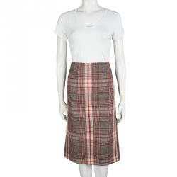 Pre Owned Alexander McQueen Multicolor Plaid High Waist Skirt M