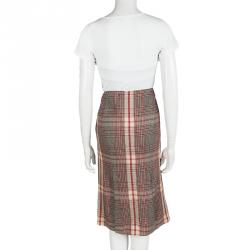 Pre Owned Alexander McQueen Multicolor Plaid High Waist Skirt M