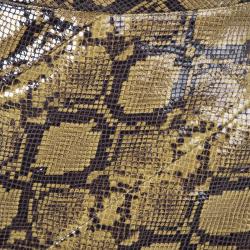 Pre Owned Alexander McQueen Mustard Brown Snakeskin Pattern Patent Leather Pencil Skirt M