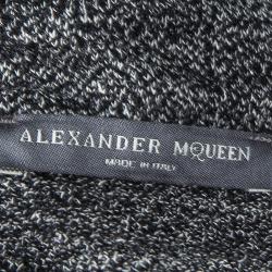 Pre Owned Alexander McQueen Grey Marled Knit Draped Asymmetric Dress S 