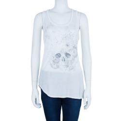 Pre Owned Alexander McQueen White Sleeveless Skull Top L