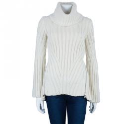 Pre Owned Alexander McQueen White Knit Turtleneck Sweater XS