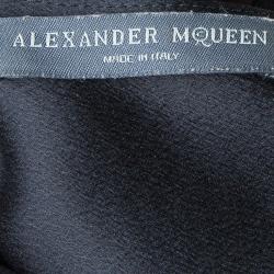 Pre Owned Alexander McQueen Black Asymmetric Silk Dress S