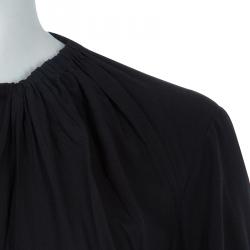 Pre Owned Alexander McQueen Black Gathered Waist Long Sleeve Dress S