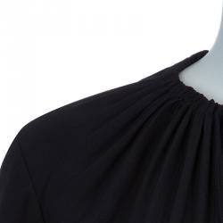 Pre Owned Alexander McQueen Black Gathered Waist Long Sleeve Dress S