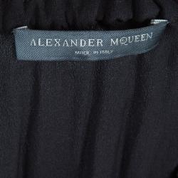 Pre Owned Alexander McQueen Black Gathered Waist Long Sleeve Dress S