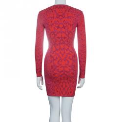 Alexander McQueen Pink and Red Leopard Print Pencil Dress XS