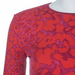 Alexander McQueen Pink and Red Leopard Print Pencil Dress XS
