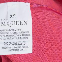 Alexander McQueen Pink and Red Leopard Print Pencil Dress XS