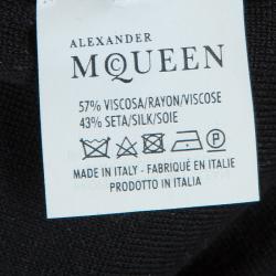 Pre Owned Alexander McQueen Black Floral Pattern Knit Sleeveless Bodycon Dress S