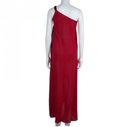 مملوكة مسبقًا Alexander McQueen Red One Shoulder Buckle Detail Dress S