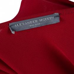 مملوكة مسبقًا Alexander McQueen Red One Shoulder Buckle Detail Dress S