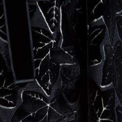 Pre Owned Alexander McQueen Black Leaf Print Embossed Velvet Jacket S