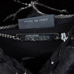 Pre Owned Alexander McQueen Black Leaf Print Embossed Velvet Jacket S