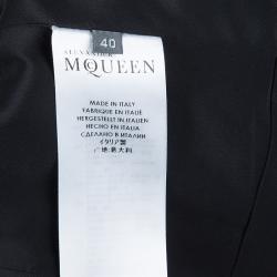 Pre Owned Alexander McQueen Black Leaf Print Embossed Velvet Jacket S