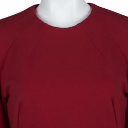 Pre Owned Alexander McQueen Red Raglan Sleeve Peplum Top S