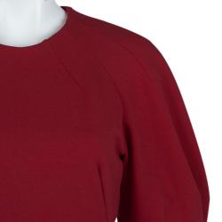 Pre Owned Alexander McQueen Red Raglan Sleeve Peplum Top S