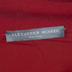 Pre Owned Alexander McQueen Red Raglan Sleeve Peplum Top S