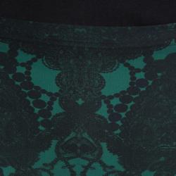 Pre Owned Alexander Mcqueen Dark Green Lace Print Leggings S