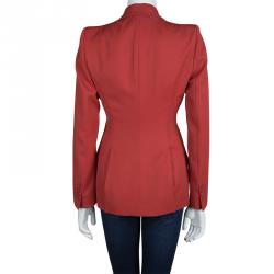 Pre Owned Alexander McQueen Red Notched Collar Tailored Wool Blazer S