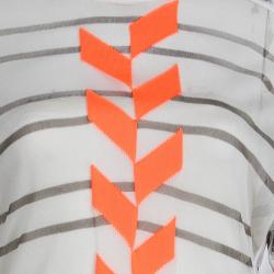 Pre Owned Alexander Wang Off White Knit Neon Colorblock Detail Sheer Top M