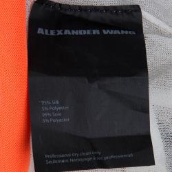 Pre Owned Alexander Wang Off White Knit Neon Colorblock Detail Sheer Top M