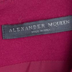 Pre Owned Alexander McQueen Red Dropped Waist Box Pleated Sleeveless Dress M